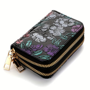 Women's Double-Zip Wallet: Spacious Faux Leather Organizer, Minimalist Style with Card Slots & Coin Pocket