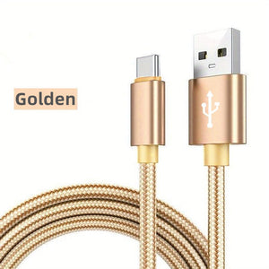 Multi-Device Quick Charge: Durable Nylon USB-C to USB Cable with High-Speed Data Sync - Universal & Glossy