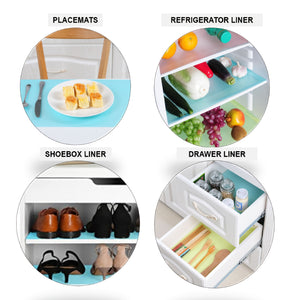 4pcs Refrigerator Liners Mats: Washable, Waterproof & Oilproof - Perfect for Shelves, Freezer, Cupboard, Cabinet & Drawer!