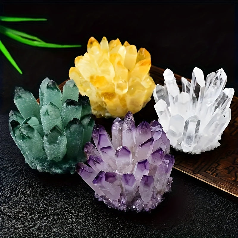 1pc Gorgeous Lab Phantom Quartz Crystal Cluster Healing Specimen Crystal, Cluster Yellow Quartz Cluster Crystal Green Quartz Point Mineral Specimen, Healing Home Office Aquarium Decoration Gift