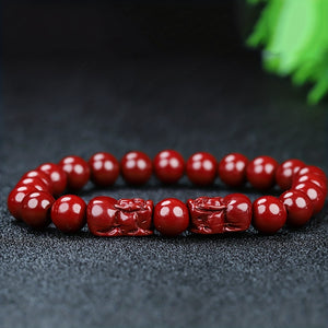 Natural Cinnabar Bracelet Cute Pixiu Bracelet Good Luck Bracelet