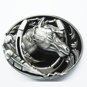 Western Men Zinc alloy Leather Belt Buckle Enamel Horse Horseshoe Oval Pattern US Local Shipping