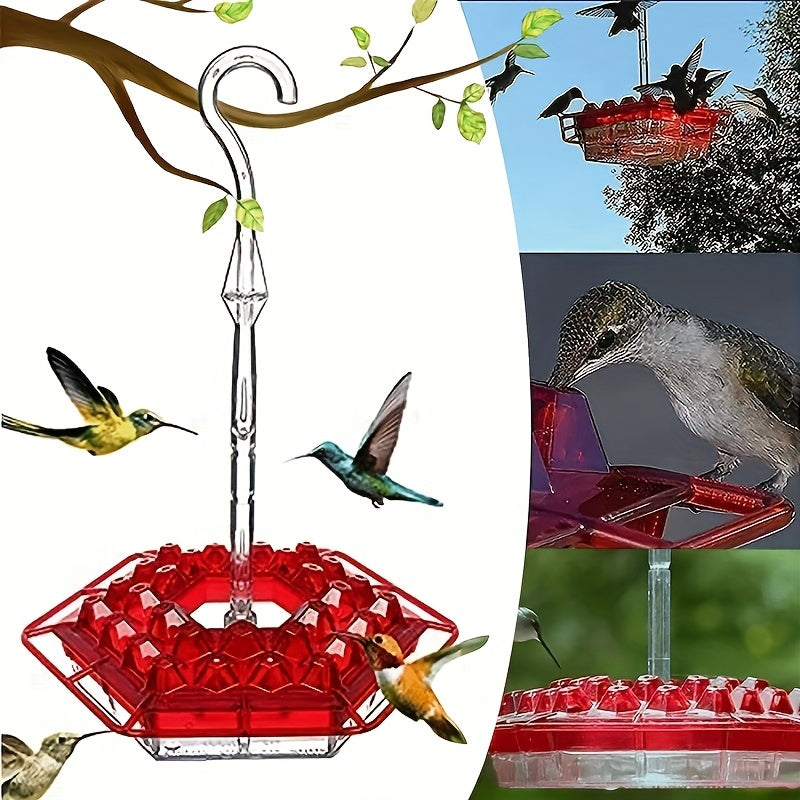 1pc Hummingbird Feeders For Outdoors Hanging, Garden Wild Bird Feeder Humming Birds Feeders Outside, Plastic Saucer Feeder And 30 Feeding Po