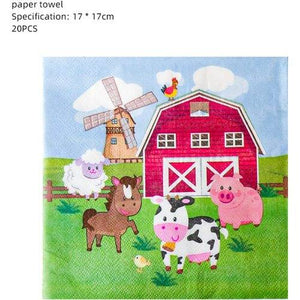 Farm Animals Tableware Party Supplies Birthday Disposable Paper Plate 70PCS Set US Local Shipping