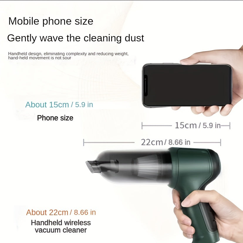 Compact High-Power Vacuum Cleaner - Multi-Functional for Home and Car Use with Extended Battery Life and Full Accessory Kit