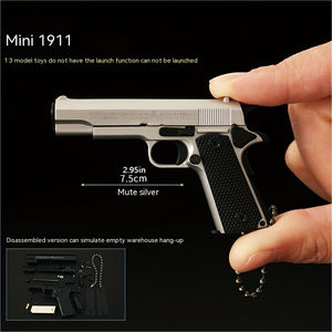 1911 Mini Pistol Toy Model Pendant, Removable Assembly Parts, Ultra-High Assembly Model [Handmade Alloy Process] One To One Restoration Of T