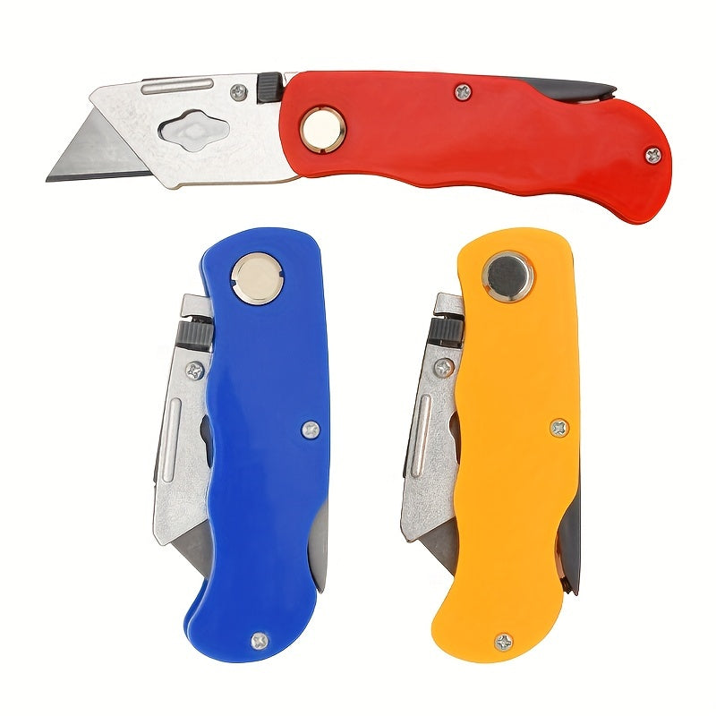 1/2/3pcs Multifunction Folding Knife, Portable Pocket Knife, Electrician Utility Knife With 10pcs Blades Paper Cutter DIY Hand Tools, Stainl