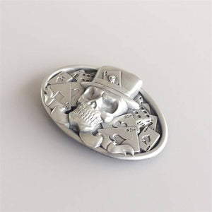 Western Zinc alloy Leather Belt Buckle Skull Tattoo Poker Casino Shape Pattern US Local Shipping