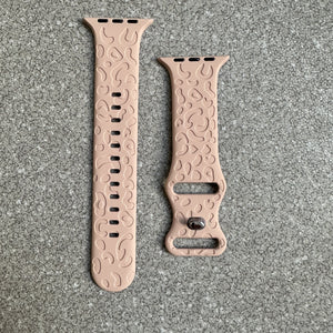 1 PACK Leopard Engraved Band Compatible For IWatch Band 45mm 44mm 42mm 41mm 40mm 38mm, Leopard Boho Pattern Soft Silicone Strap For IWatch S