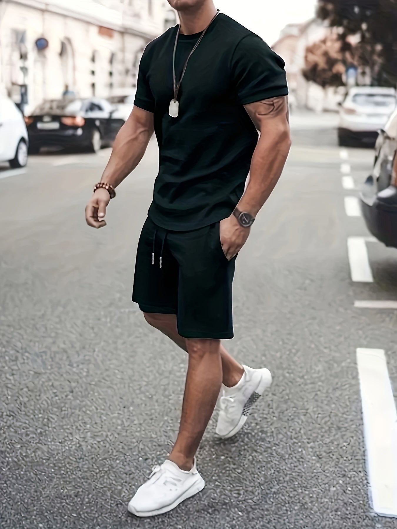 Men's Summer 2-Piece Set - Breathable Muscle Tee & Shorts - Versatile Beach/Sports/Loungewear