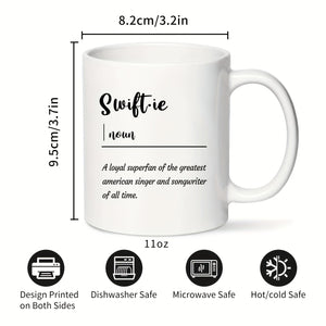 1pc, Coffee Mug Swiftie Merch For The Eras Music, Musician Tea Cup For Woman, Music Lovers Gifts For Fans (White 11oz)