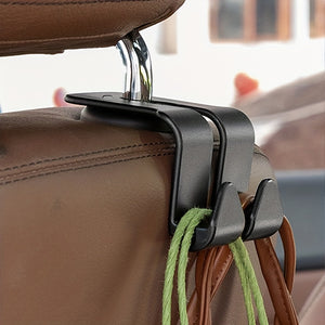 2pcs Multi-functional Car Seat Back Hook with Double Storage for Convenient Organization