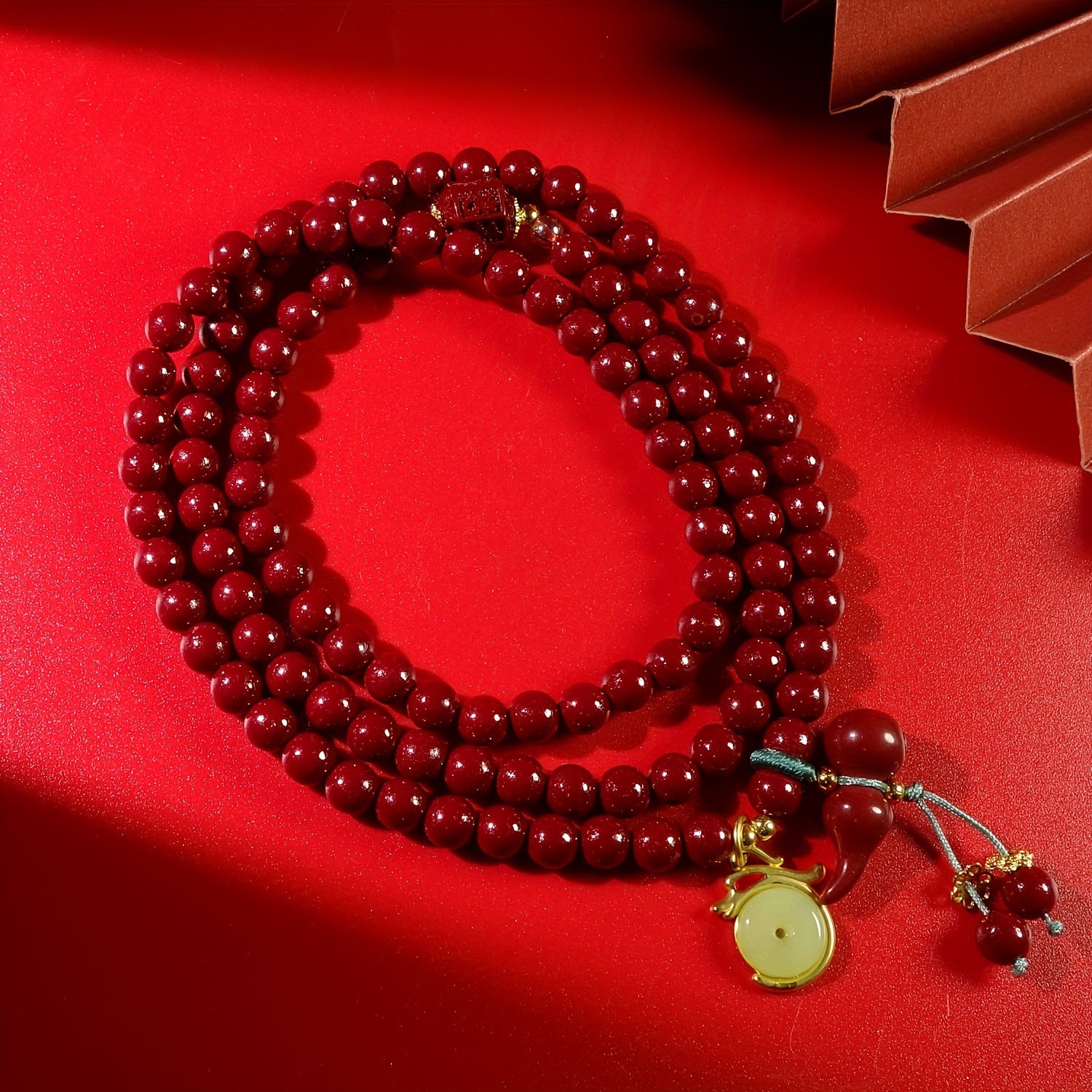 1pc Cinnabar Bead Bracelet, Wrapped Charm Jewelry, Gift For New Year, Dragon Year Style Couple Bracelet For Men And Women