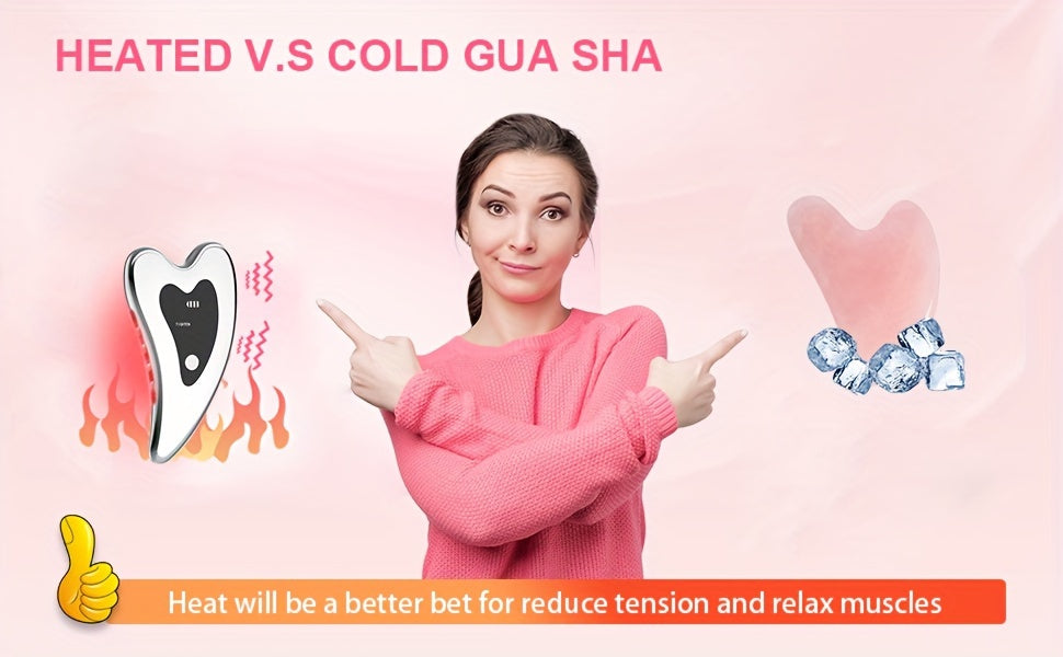 Household - Electric Gua Sha Tool Facial Gua Sha Board Face Massager Heating Plate - High Frequency Vibration -LED Red Light Blue Massager