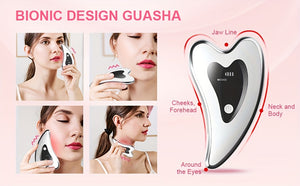 Household - Electric Gua Sha Tool Facial Gua Sha Board Face Massager Heating Plate - High Frequency Vibration -LED Red Light Blue Massager