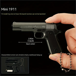 1911 Mini Pistol Toy Model Pendant, Removable Assembly Parts, Ultra-High Assembly Model [Handmade Alloy Process] One To One Restoration Of T