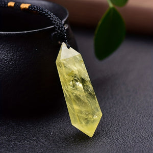 1pc Natural Citrine Crusyal Column Pendant, Yellow Quartz Crystal Stone Point Healing Hexagonal Quartz Wand Treatment Stone For Men, Women,