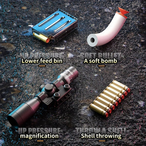 Toy Gun With Soft Bullets, Toys Foam Blaster With 10 Pcs EVA Darts&10pcs Bullet Shell, Shooting Games Education Toy Model For 8,9,14+ Kids B