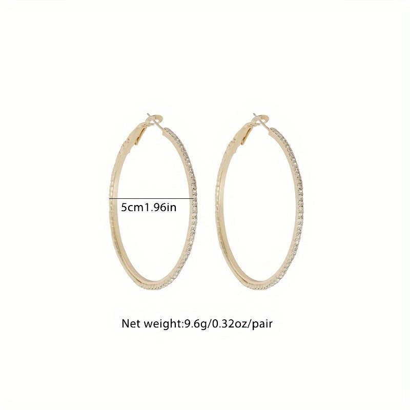 Full Sparkling Rhinestone Inlaid Hoop Earrings Bohemian Bling Bling Style Daily Wear Accessories