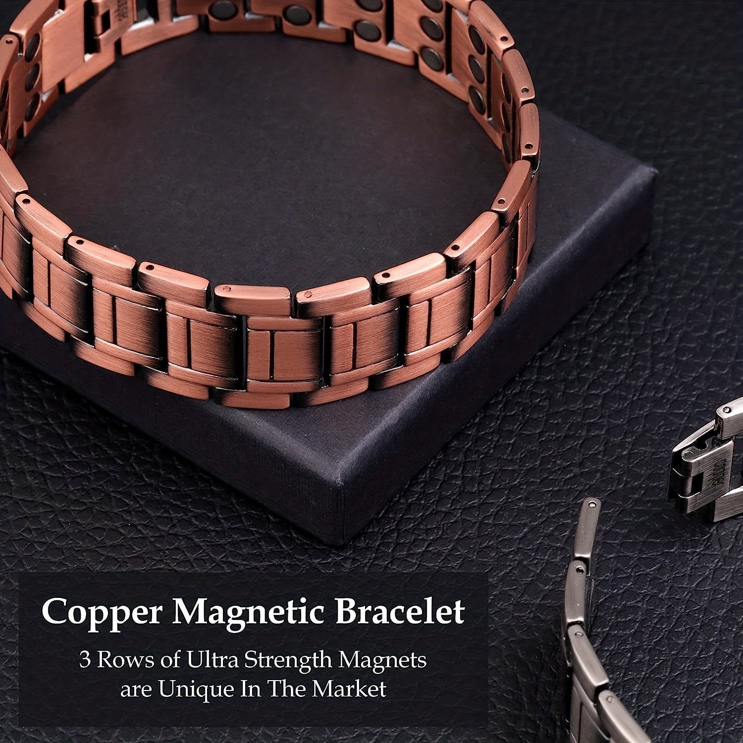 1pc Strength Copper Bracelets For Men Arthritis, 99.99% Pure Copper Magnetic Bracelet With 3 Row Neodymium Magnets Adjustable Length, Jewelr