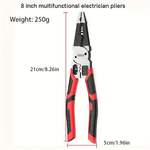 1pc Wire Stripping Pliers, Multi-functional Wire Cutting Pliers, Multi-purpose Wire Pulling Pliers, Needle Nose Pliers, Electrician Special