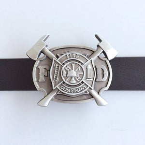 Western Men‘s Zinc alloy Leather Belt Buckle Firefighter FD Cross shape Pattern US Local Shipping