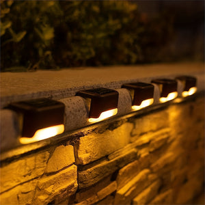 4 Packs Outdoor Solar Deck Lights, Waterproof Outdoor Decorate Lights, Solar Garden Lights, Outdoor Fence Lights, Solar Step Lights, Warm LE