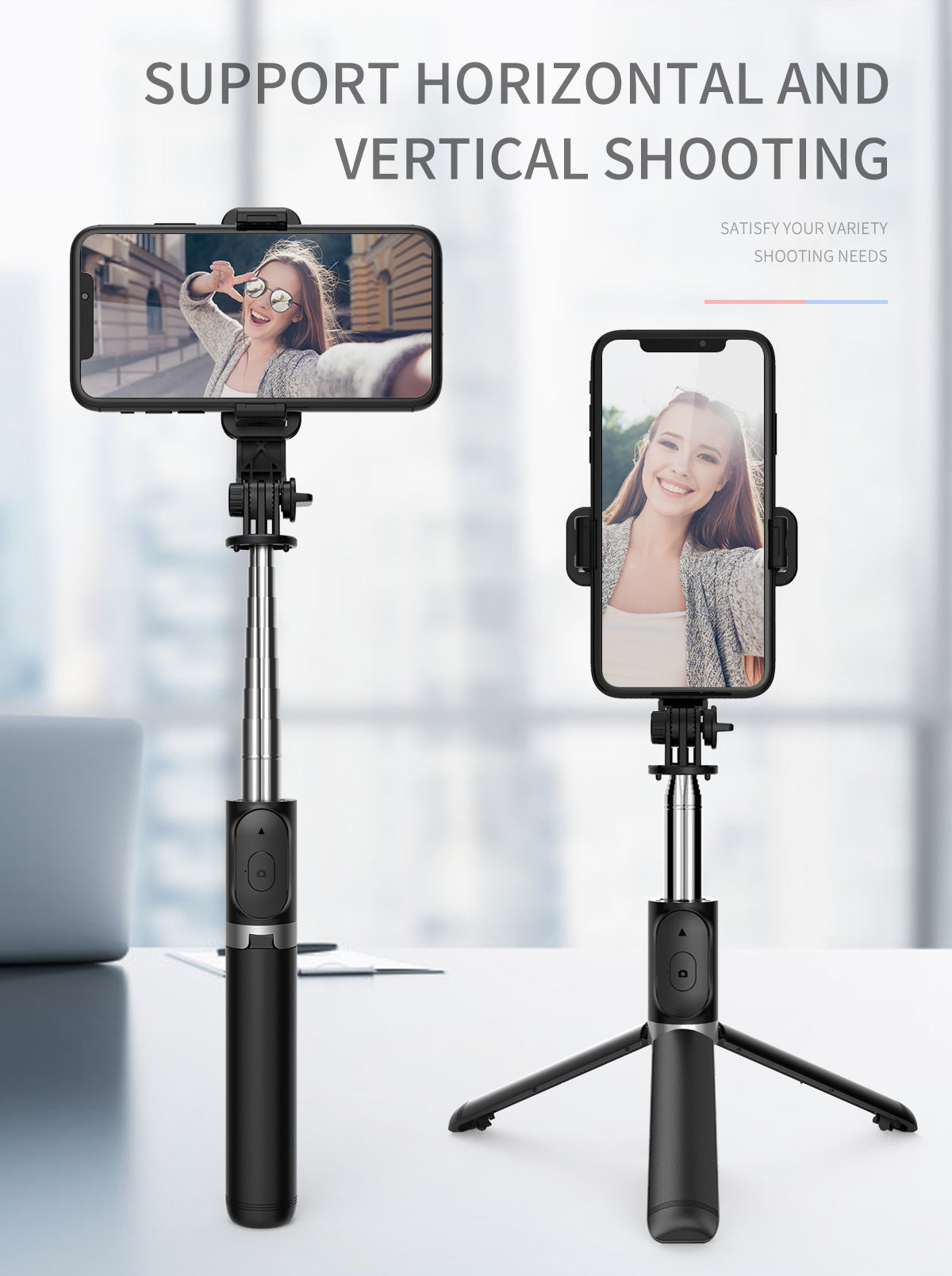 40" Extendable Cell Phone Selfie Stick, Smartphone Tripod Stand With Wireless Remote, 360° Rotation For IPhone/Samsung/Android Smartphones