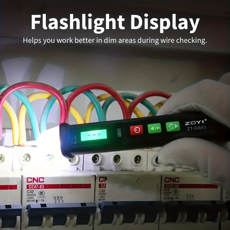 1pc ZOYI ZT-DB03 VoltageTester With Thermometer, Non-Contact Voltage Tester, Multi-Range Test Pen, Live/Empty Tester ,Electric Tester With T