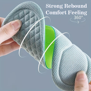 1 Pair Unisex 5D Diamond Shaped Protrusion Massage Insoles Nano Anti-bacterial, Odor Removal, Rapid Sweat Absorbent Sport Insoles Well Suite