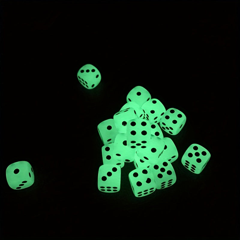 10pcs/set Glow in the Dark Dice Set - Perfect for Nightclubs, Bars, KTVs, and Entertainment - 14mm Rounded Black Dot Dice