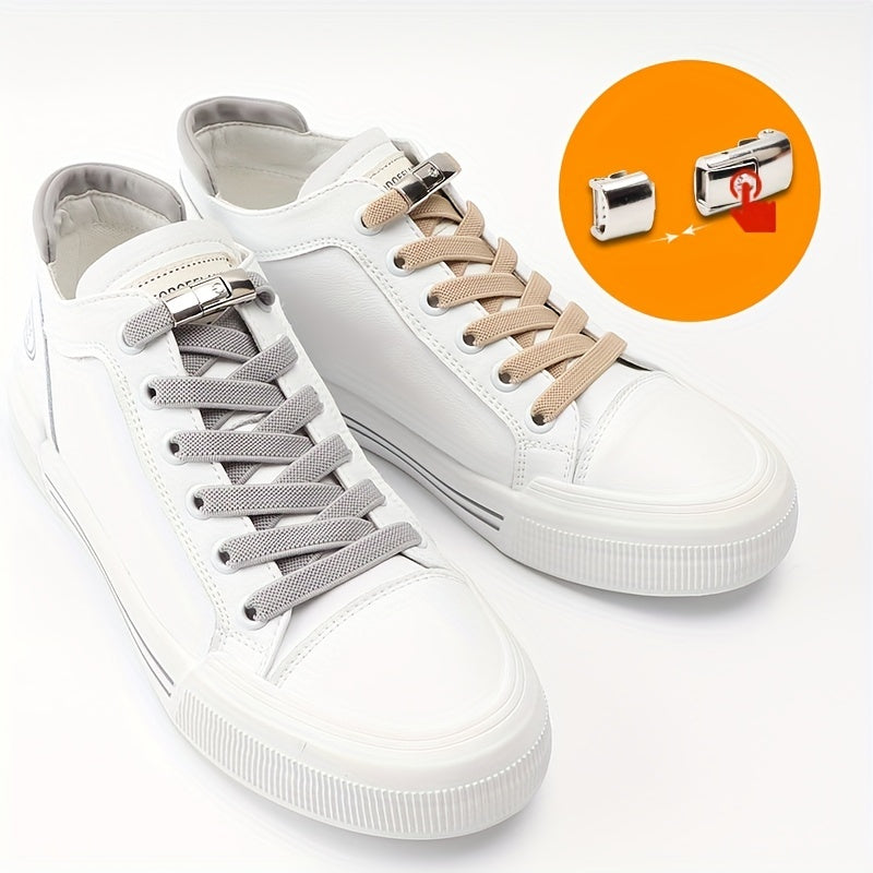 1pair Stylish and Comfortable Women's White Sneakers with Buckles - No More Hassle with Laces!