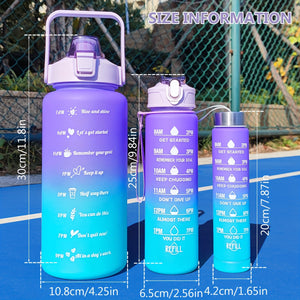 1pc/3pcs Stay Hydrated Anywhere: Portable Leakproof Water Bottle With Time Marker & Lanyard - Perfect For Adults & Families!