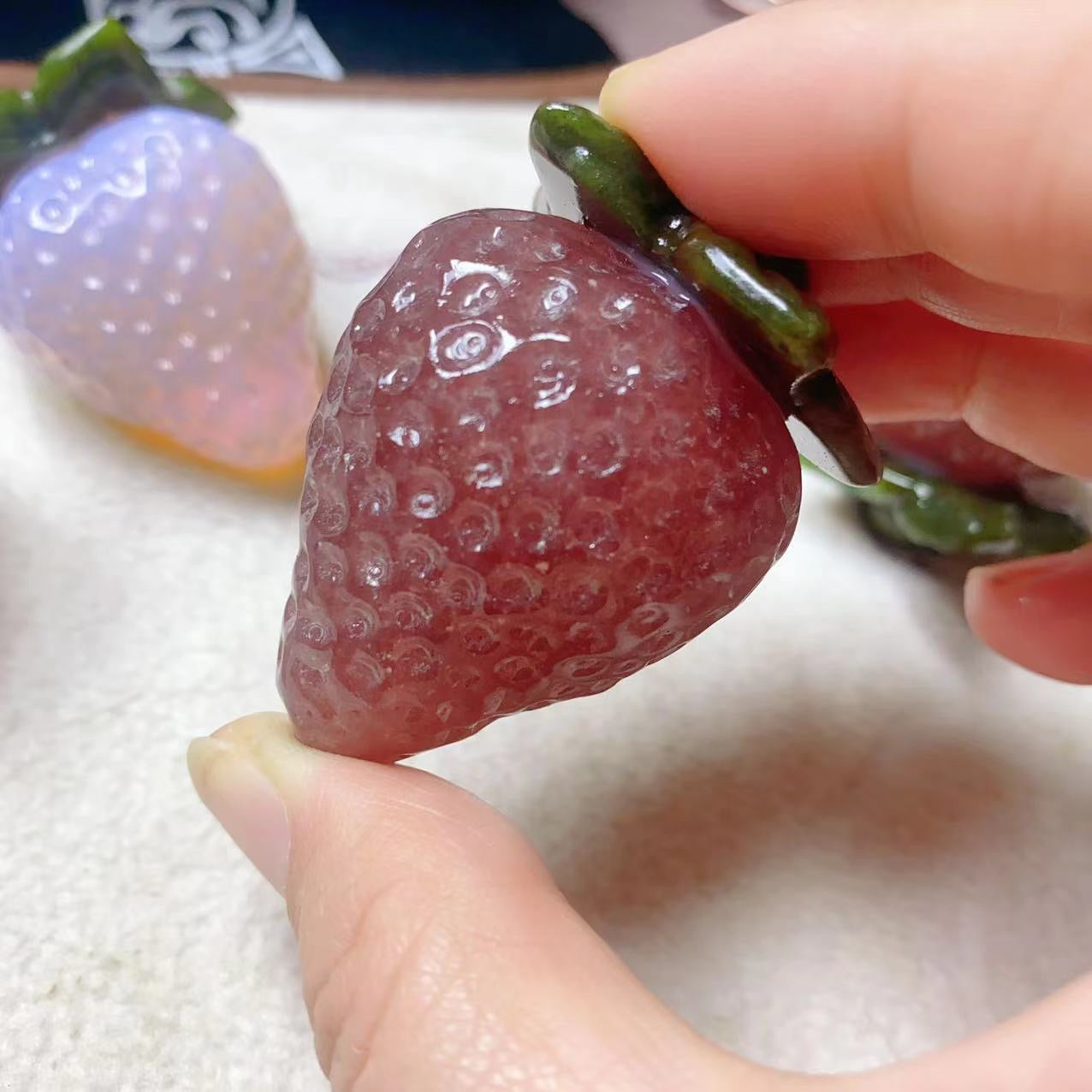 Hand Carved Crystal Strawberries Crystal Fruits Crystal Gifts Crystal Figurine