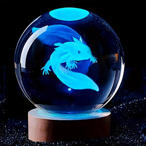 1pc 3D Axolotl Laser Engraved Crystal Ball Lamp, Multi-coloured Night Light, Send To Girlfriend Classmate Wife Children Creative Birthday Gi