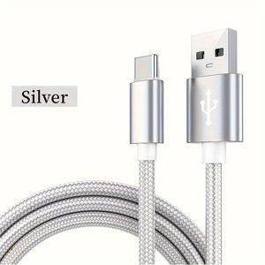 Multi-Device Quick Charge: Durable Nylon USB-C to USB Cable with High-Speed Data Sync - Universal & Glossy