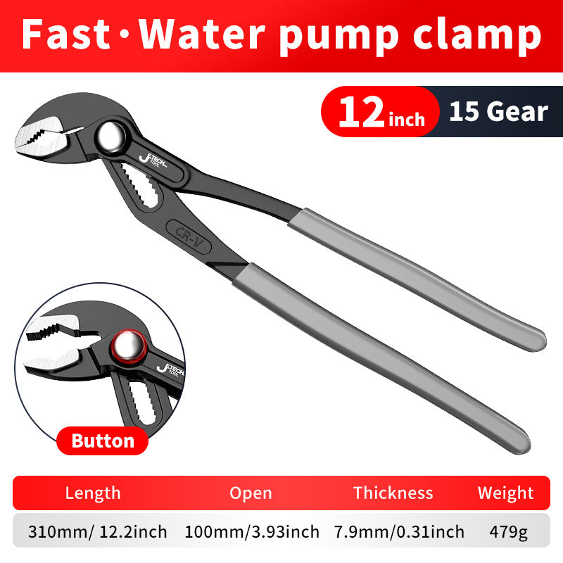 Water Pump Pliers Quick-Release Plumbing Pliers Pipe Wrench Adjustable Water Pipe Clamp Pliers Household Hand Tools Multi-functional Kitchen