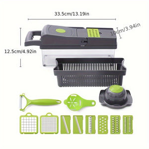 1 Set, 15in1 Vegetable Chopper, Multifunctional Fruit Slicer, Manual Food Grater, Vegetable Slicer, Cutter With Container, Onion Mincer Chop