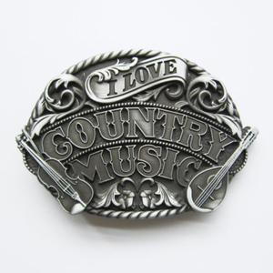 Western Men Zinc alloy Leather Belt Buckle Silver Country Music Shape Pattern US Local Shipping