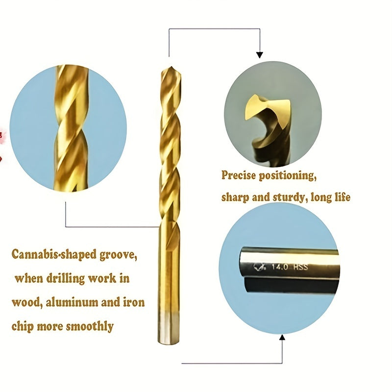 100/50pcs Premium Titanium-Coated Drill Bit Set - High-Speed Steel, Long-Lasting - Ideal for DIY & Professional Projects