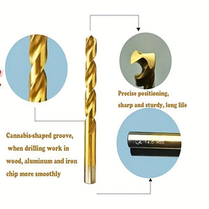 100/50pcs Premium Titanium-Coated Drill Bit Set - High-Speed Steel, Long-Lasting - Ideal for DIY & Professional Projects