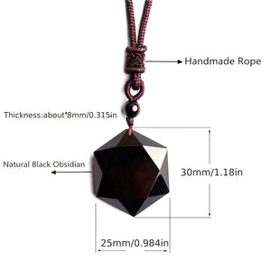 1pc Black Obsidian Necklace Natural Obsidian Hexagram Star Of David Energy Stone Protection Amulet Charm Pendant Necklace For Women Men Coup