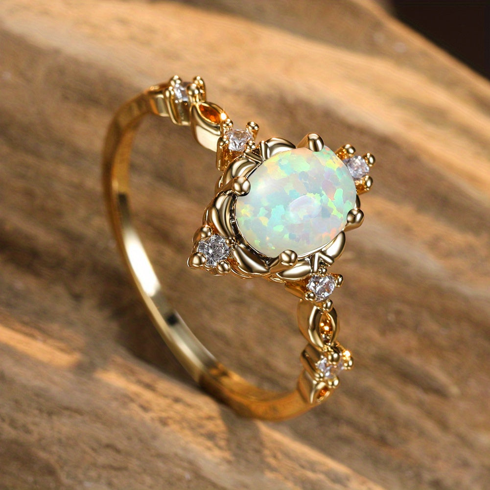 White Opal Oval Stone Engagement Rings Lovely Women's Rings Charming Women's Wedding Rings