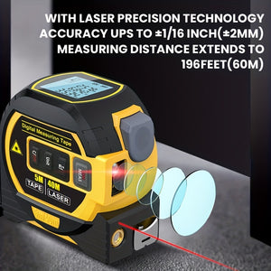 1pc Laser Tape Measure 3 In 1 Digital Tape Measure High Precision  Laser Rangefinder Steel Tape Measure