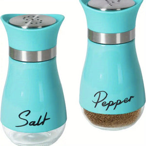 2pcs, Salt And Pepper Shakers, Spice Dispenser With Pour Holes, Adjustable Refillable Pepper Shaker, Seasoning Cans, Kitchen Tools, College