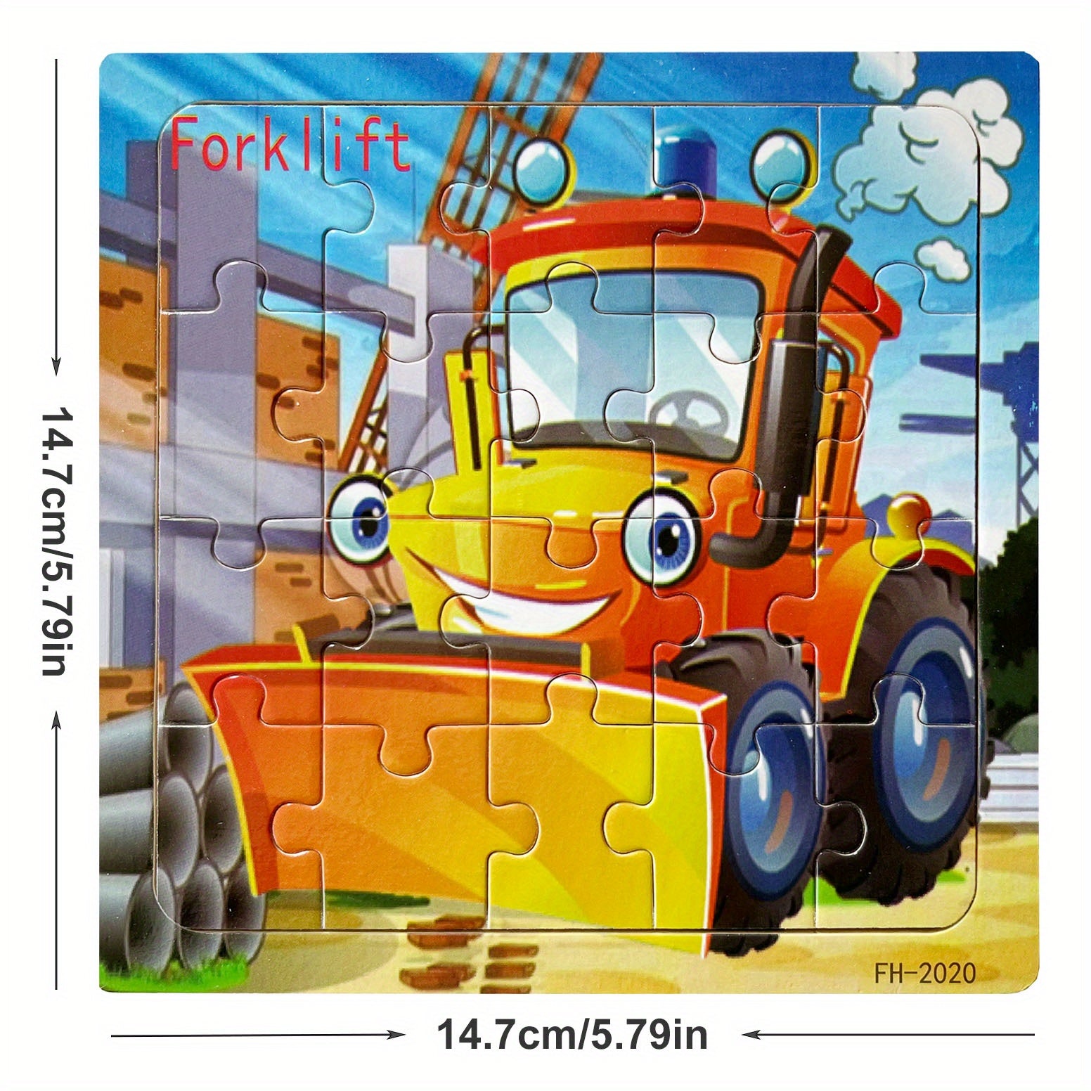 5.79in/14.7cm 20pcs/pack Wooden Puzzle Cartoon Animals Car Letter Number Pattern Jigsaw Puzzles Game, Kids Educational Learning Toys For Chi