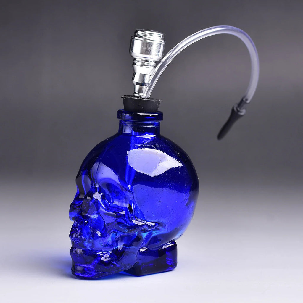 3.5'' Portable Blue SKULL Water Pipe Glass Hookah Smoking Shisha  Skeleton Glass Bottle Accessories Men Gift