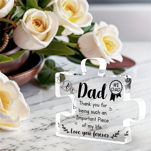 1pc Acrylic Puzzle Plaque, Gifts For Dad - Acrylic Block Puzzle Plaque Decorations - Delicate Dad Gifts From Daughter Son - Christmas Thanksgiving Birthday Gifts For Dad, Home Living Room Office Cafe Decor