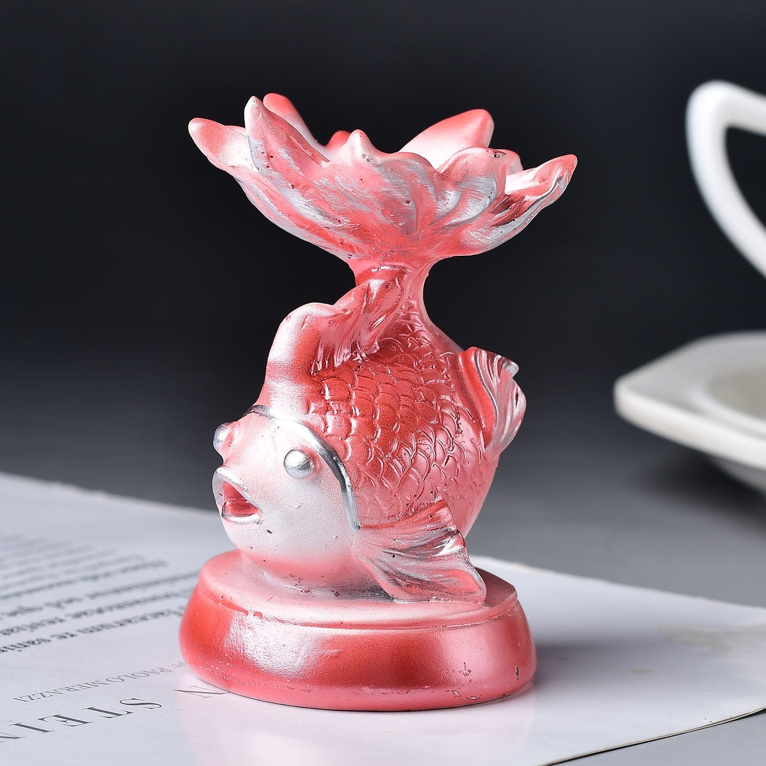 DIY Fortune Holder Multi-Color Goldfish Crystal Ball Display Home Decoration Hand Carved Sphere Holder Painted Stand Base Holiday Gift