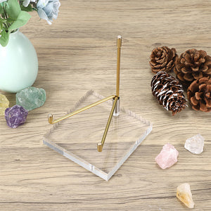 Clear Acrylic Display Stand Holder with Adjustable Metal Arms, Gold Plates Display Stand Easel for Plate Geodes Fossils Minerals Crystals